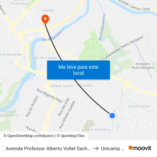 Avenida Professor Alberto Vollet Sachs 2935 to Unicamp Fop map