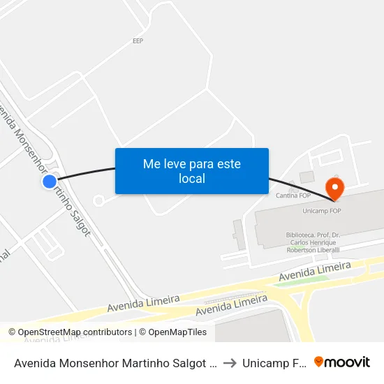 Avenida Monsenhor Martinho Salgot 483 to Unicamp Fop map