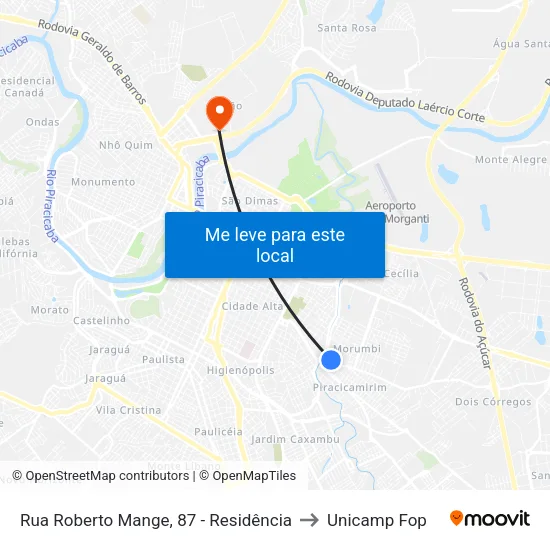 Rua Roberto Mange, 87 - Residência to Unicamp Fop map