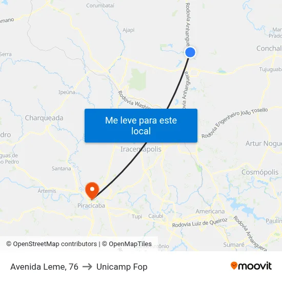 Avenida Leme, 76 to Unicamp Fop map