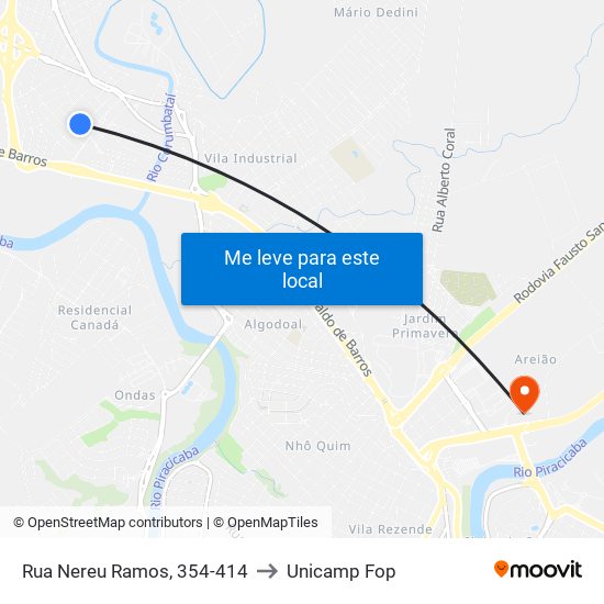 Rua Nereu Ramos, 354-414 to Unicamp Fop map