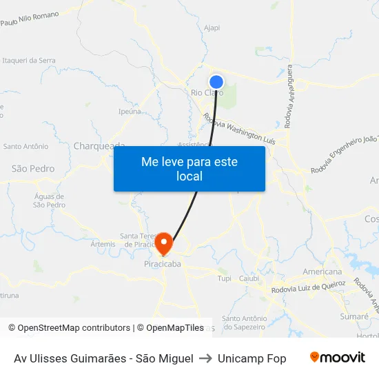 Av Ulisses Guimarães - São Miguel to Unicamp Fop map