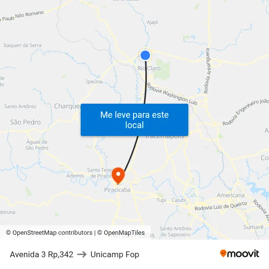 Avenida 3 Rp,342 to Unicamp Fop map