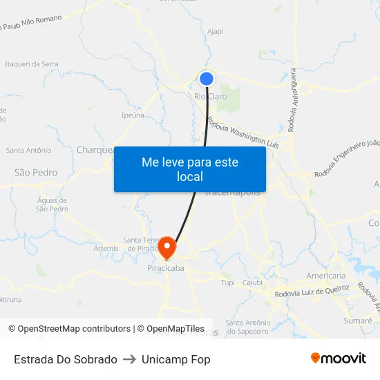 Estrada Do Sobrado to Unicamp Fop map