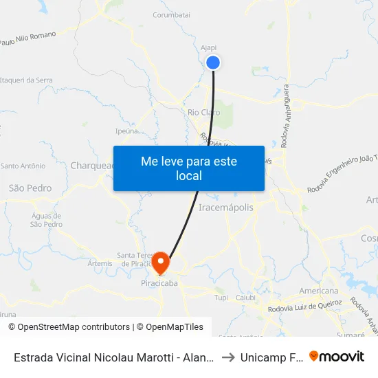 Estrada Vicinal Nicolau Marotti - Alan Grey to Unicamp Fop map