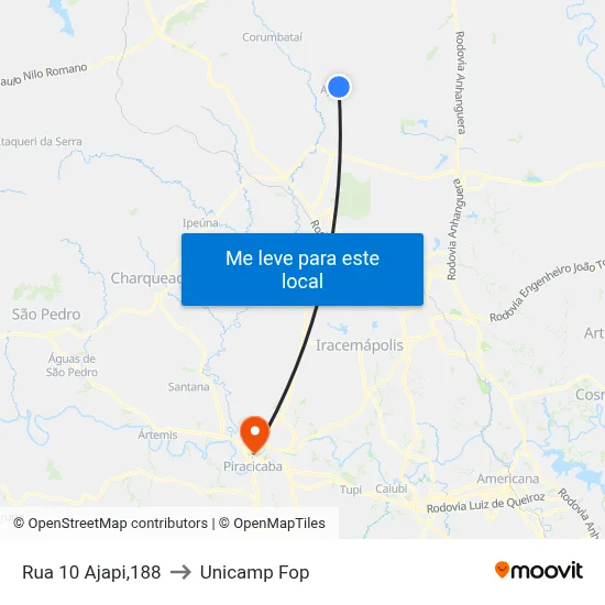 Rua 10 Ajapi,188 to Unicamp Fop map