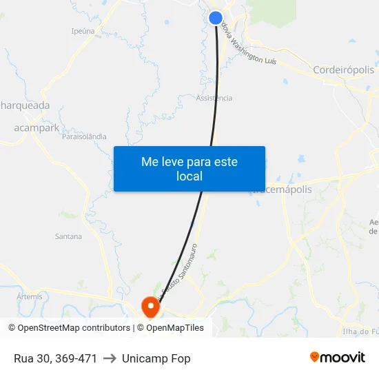 Rua 30, 369-471 to Unicamp Fop map