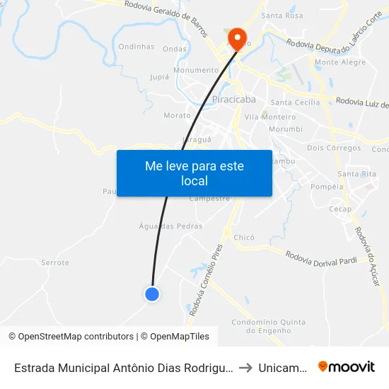 Estrada Municipal Antônio Dias Rodrigues, 6242-6540 to Unicamp Fop map
