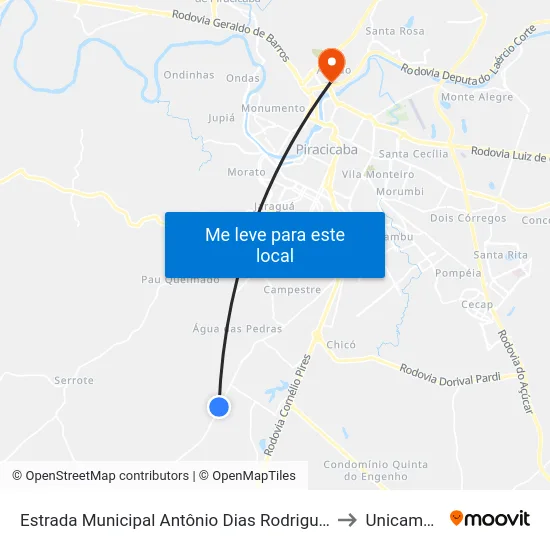 Estrada Municipal Antônio Dias Rodrigues, 6586-6916 to Unicamp Fop map