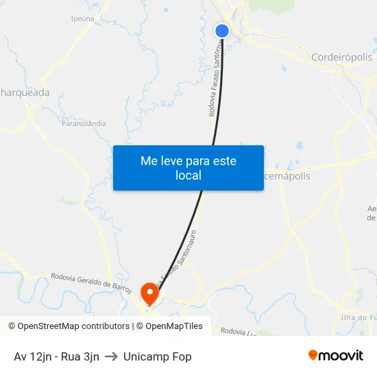 Av 12jn - Rua 3jn to Unicamp Fop map