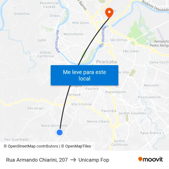 Rua Armando Chiarini, 207 to Unicamp Fop map