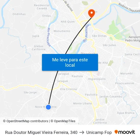 Rua Doutor Miguel Vieira Ferreira, 340 to Unicamp Fop map