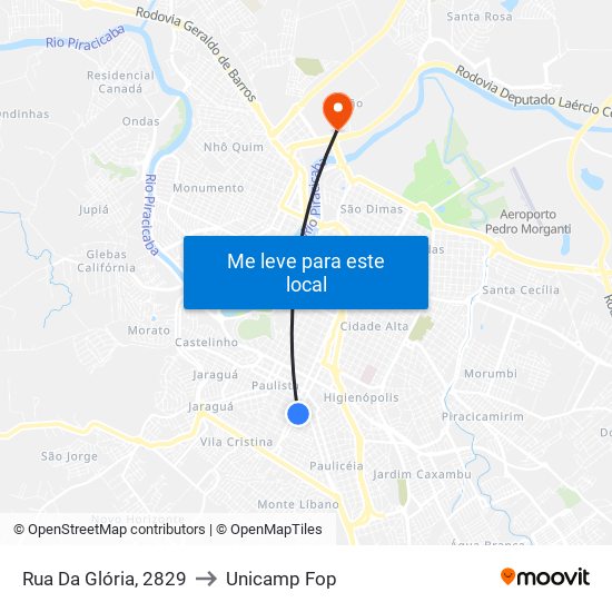 Rua Da Glória, 2829 to Unicamp Fop map