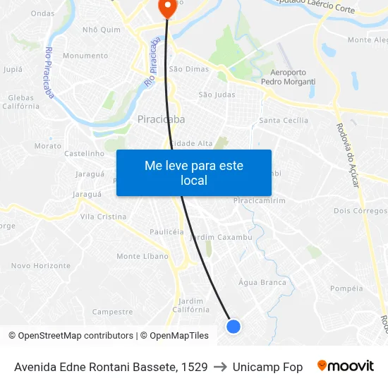 Avenida Edne Rontani Bassete, 1529 to Unicamp Fop map