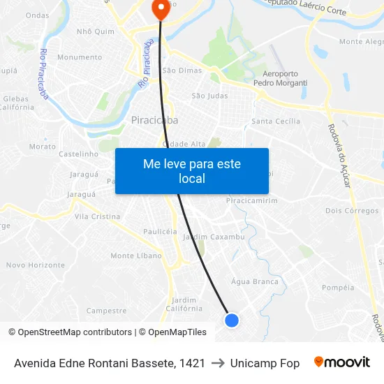 Avenida Edne Rontani Bassete, 1421 to Unicamp Fop map