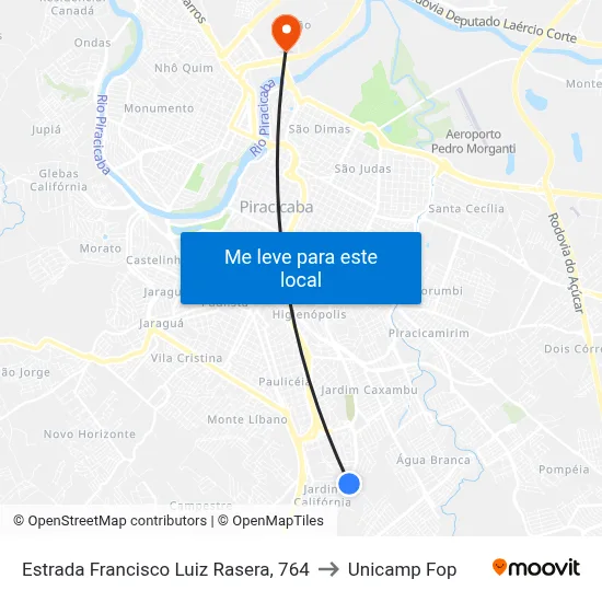 Estrada Francisco Luiz Rasera, 764 to Unicamp Fop map