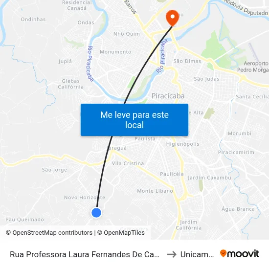 Rua Professora Laura Fernandes De Campos Ferrari, 233 to Unicamp Fop map