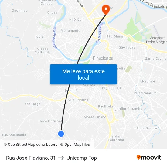 Rua José Flaviano, 31 to Unicamp Fop map