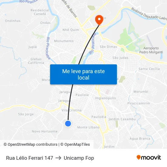 Rua Lélio Ferrari 147 to Unicamp Fop map