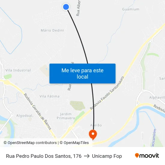 Rua Pedro Paulo Dos Santos, 176 to Unicamp Fop map