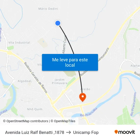 Avenida Luiz Ralf Benatti ,1878 to Unicamp Fop map