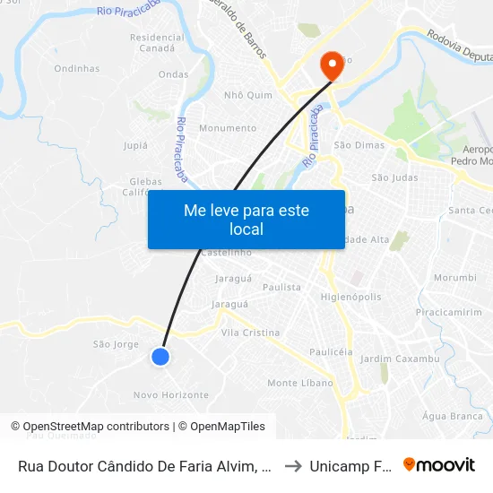 Rua Doutor Cândido De Faria Alvim, 352 to Unicamp Fop map