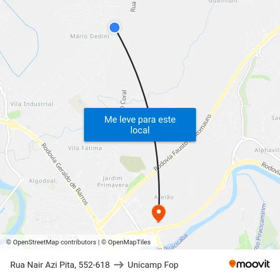 Rua Nair Azi Pita, 552-618 to Unicamp Fop map