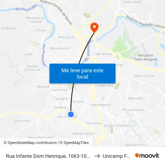 Rua Infante Dom Henrique, 1063-1079 to Unicamp Fop map