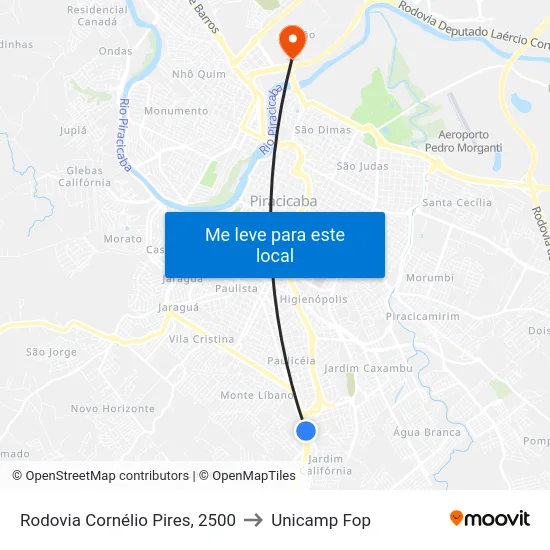 Rodovia Cornélio Pires, 2500 to Unicamp Fop map