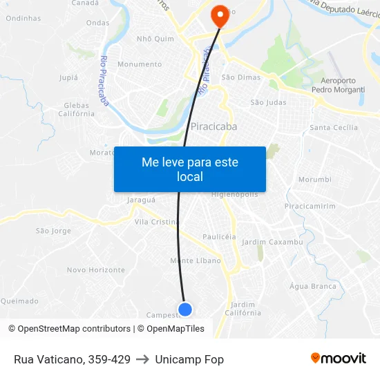 Rua Vaticano, 359-429 to Unicamp Fop map