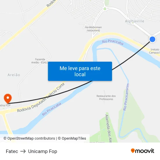 Fatec to Unicamp Fop map