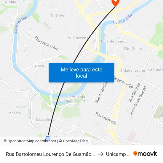 Rua Bartolomeu Lourenço De Gusmão, 309-321 to Unicamp Fop map