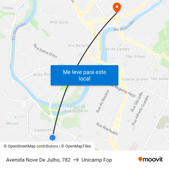 Avenida Nove De Julho, 782 to Unicamp Fop map