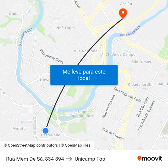 Rua Mem De Sá, 834-894 to Unicamp Fop map