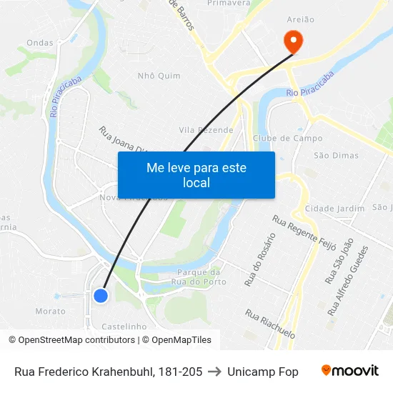Rua Frederico Krahenbuhl, 181-205 to Unicamp Fop map