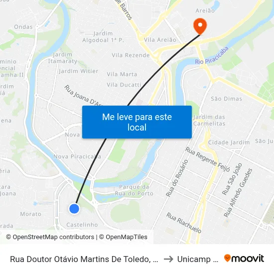 Rua Doutor Otávio Martins De Toledo, 494-498 to Unicamp Fop map
