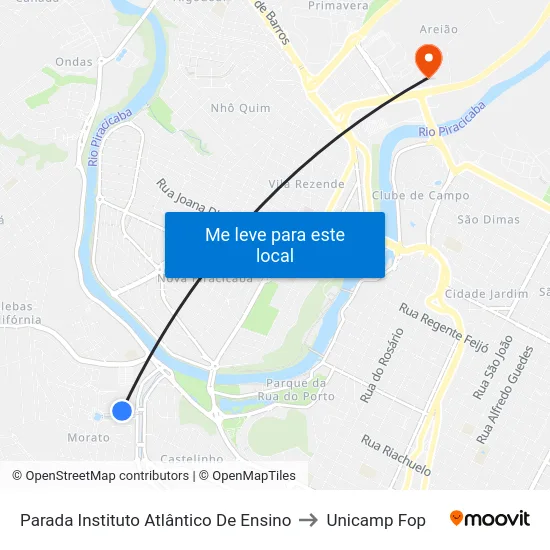 Parada Instituto Atlântico De Ensino to Unicamp Fop map