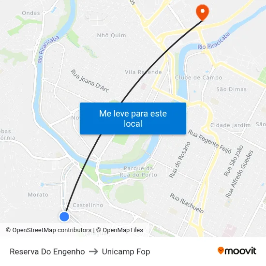 Reserva Do Engenho to Unicamp Fop map
