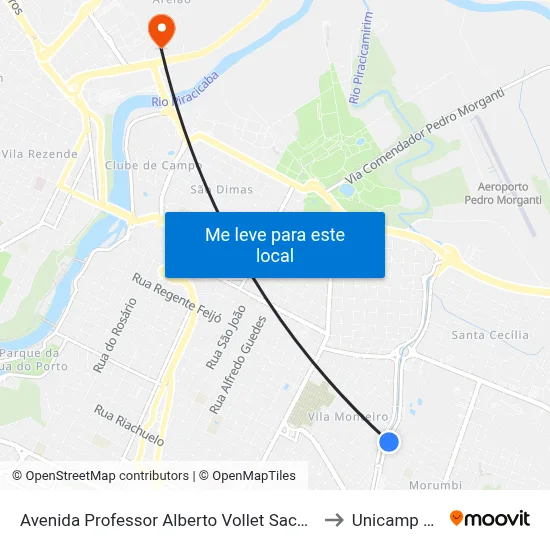 Avenida Professor Alberto Vollet Sachs 695 to Unicamp Fop map