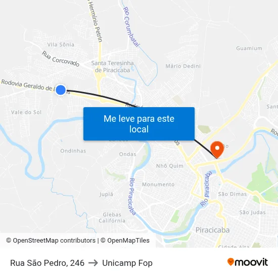 Rua São Pedro, 246 to Unicamp Fop map