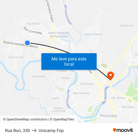 Rua Buri, 330 to Unicamp Fop map