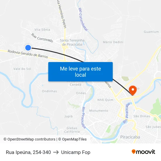 Rua Ipeúna, 254-340 to Unicamp Fop map