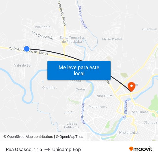 Rua Osasco, 116 to Unicamp Fop map