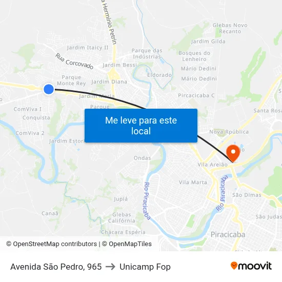 Avenida São Pedro, 965 to Unicamp Fop map