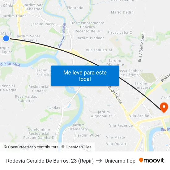 Rodovia Geraldo De Barros, 23 (Repir) to Unicamp Fop map