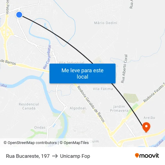 Rua Bucareste, 197 to Unicamp Fop map