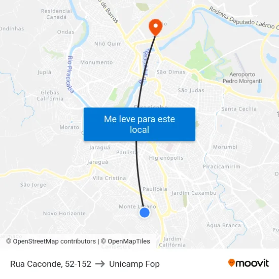 Rua Caconde, 52-152 to Unicamp Fop map