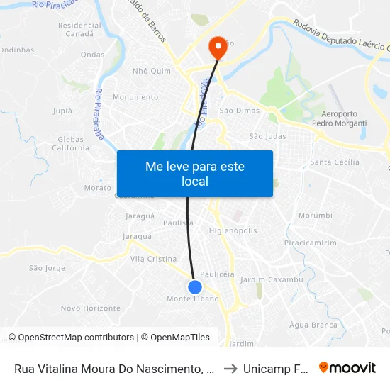 Rua Vitalina Moura Do Nascimento, 38 to Unicamp Fop map