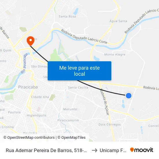 Rua Ademar Pereira De Barros, 518-770 to Unicamp Fop map