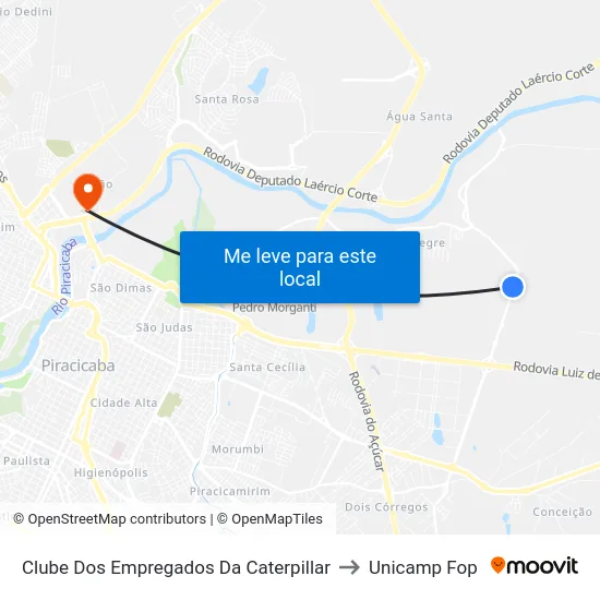 Clube Dos Empregados Da Caterpillar to Unicamp Fop map